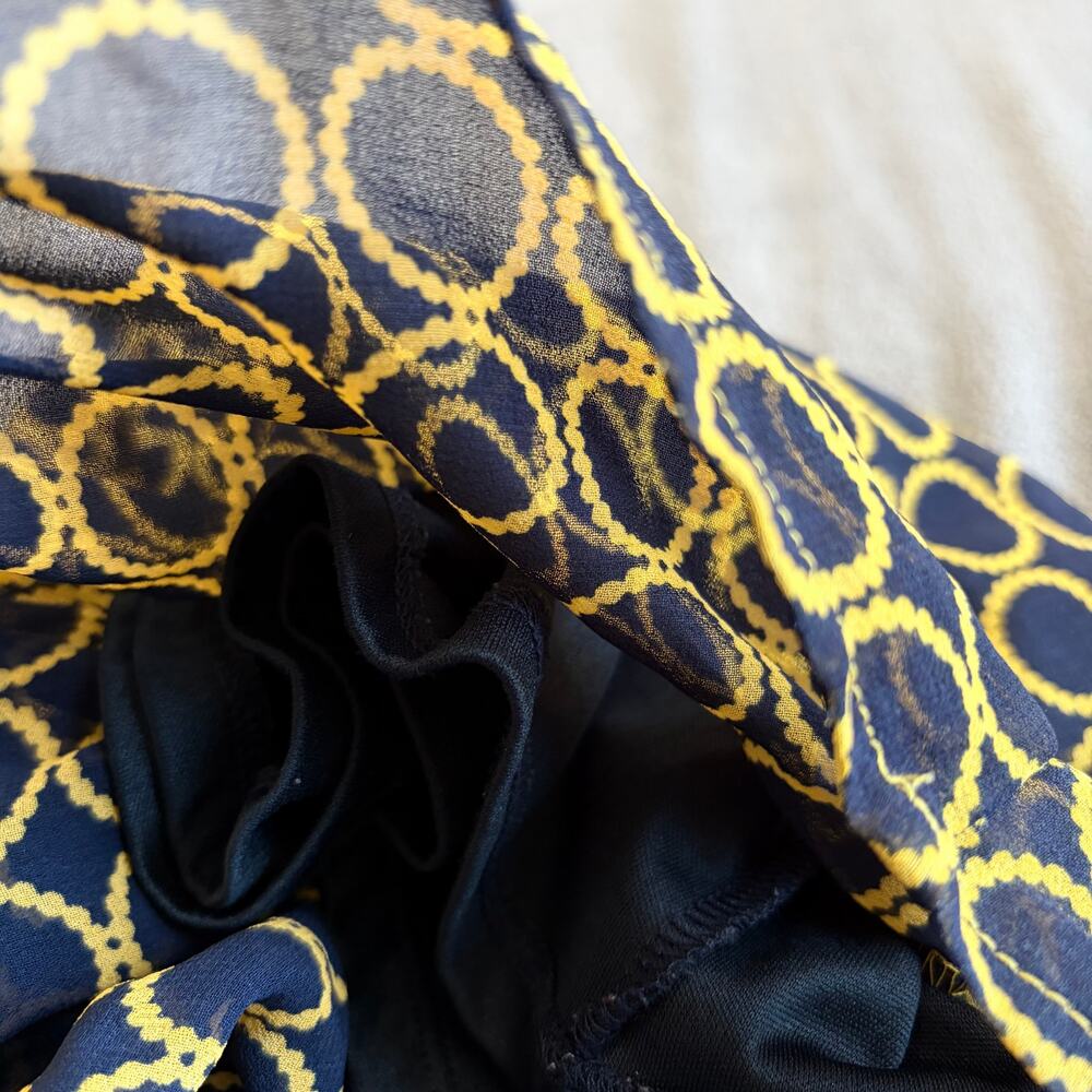 Banana Republic Maxi Dress Size 8 Navy Gold Geometric Circle Pearls Brunch Class - Picture 9 of 10